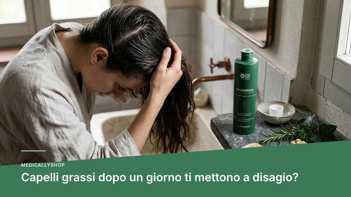 Cuoio capelluto lucido e capelli grassi dopo un giorno dal lavaggio