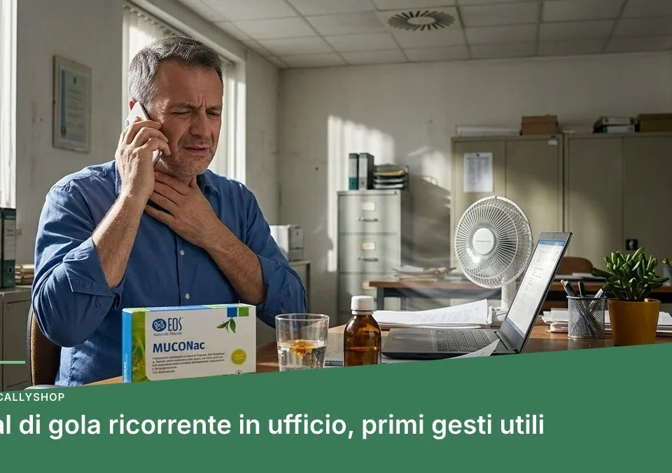 Mal di gola ricorrente in ufficio, primi gesti utili