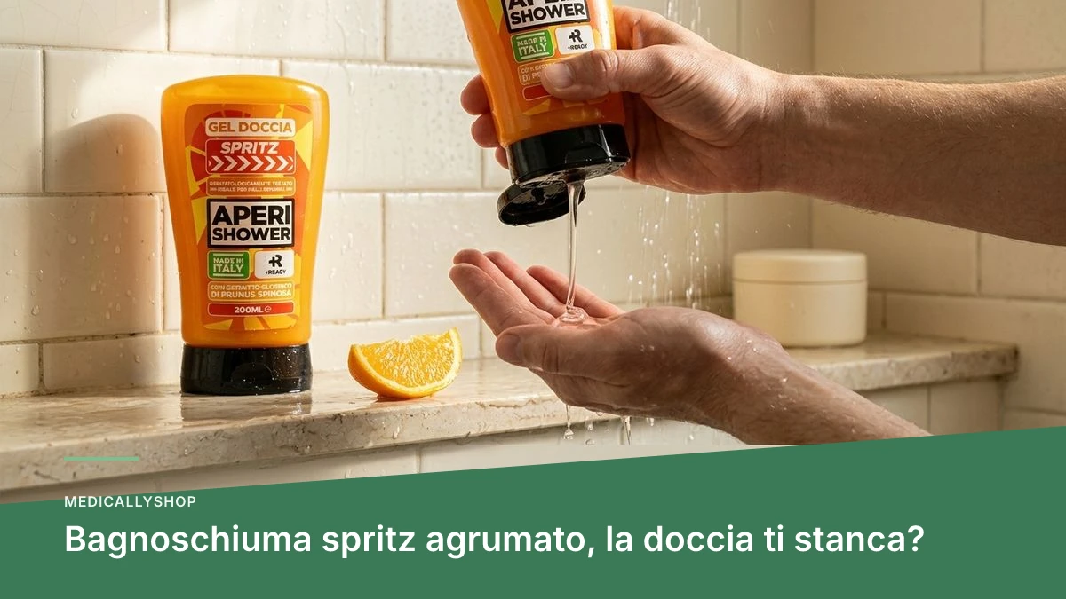 Bagnoschiuma spritz agrumato in una doccia autunnale con agrumi