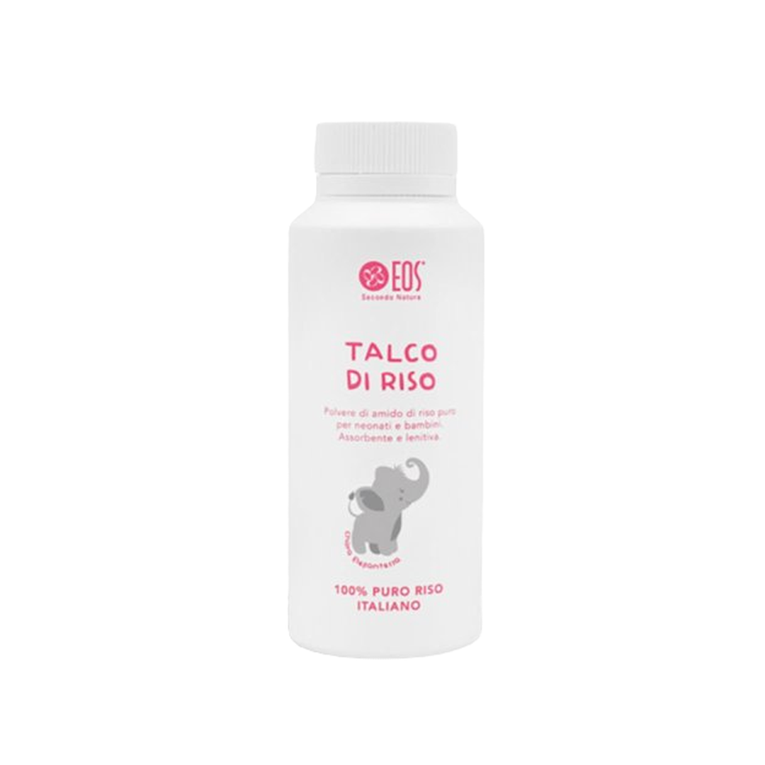 Un flacone bianco con etichetta rosa e logo, contenente polvere