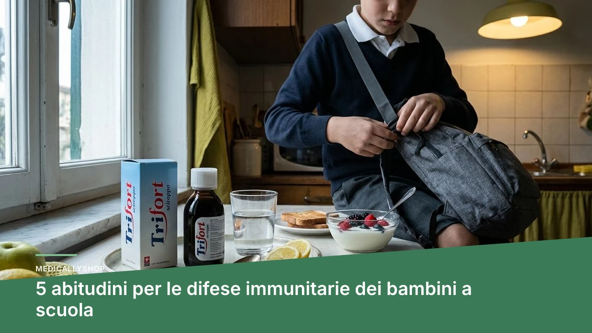Aula scolastica in autunno con giubbotti e merende dei bambini